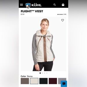 Kuhl Flight Vest - Faux Fur Zip Front Vest in Stone